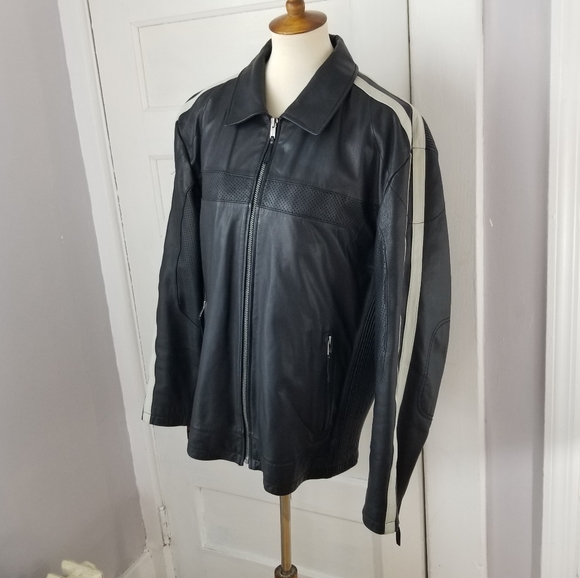 Kenneth Cole Reaction Genuine Leather Moto Jacket, Size L - Picture 4 of 16